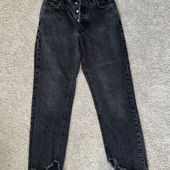 Free People Black Straight Leg Jeans with Button Fly - Picture 6 of 8
